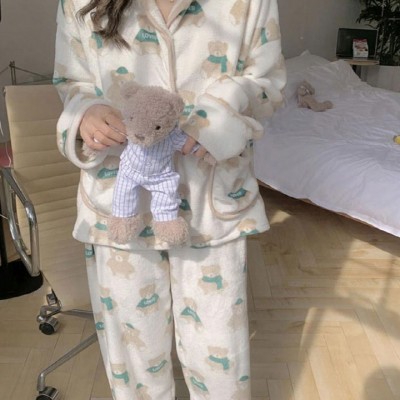 [블루링스] 프리미엄 수면잠옷 베어핏 따스한 상하세트 BLM-PXB01