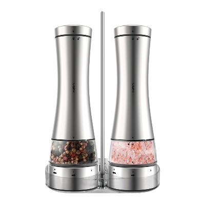 [히라] 304스텐 원터치 전동 소금 후추 그라인더 받침대세트