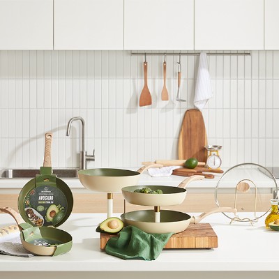 [가이타이너] 아보카도 인덕션 티타늄 후라이팬 6종 세트 GTC-ACIH0468WG