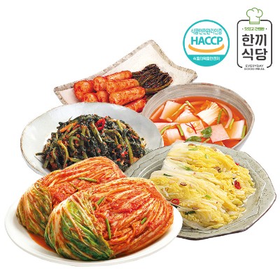 [한끼식당] 우리 농산물 100% 김치 프리미엄 5종세트(포기김치1kg,총각김치1kg,나박김치1kg,열무김치1kg,백김치1kg)